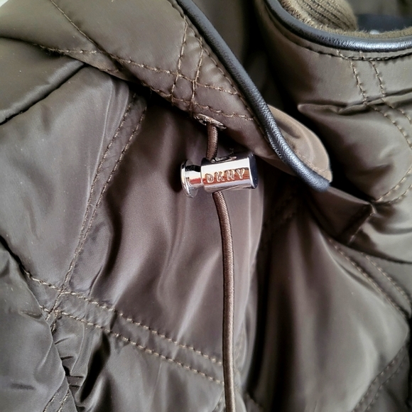 NWT DKNY Quilted Jacket Coat Brown Size XXS - Picture 6 of 11